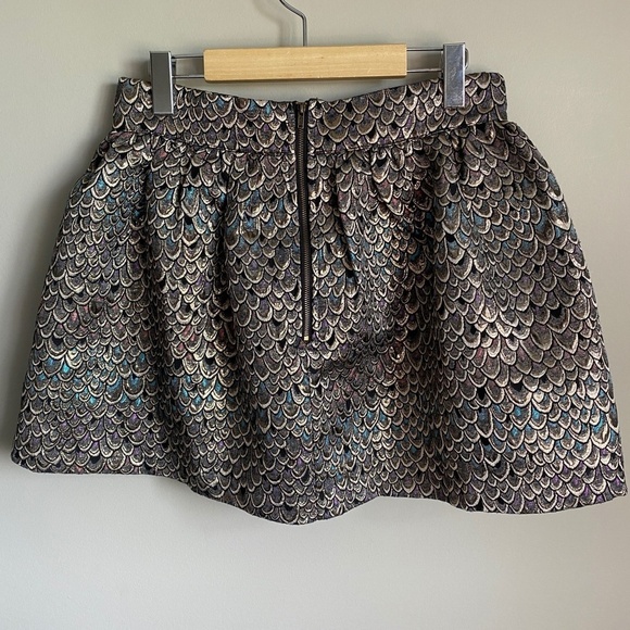 Buffalo David Bitton Women's Metallic Fish Scale Midi Skirt Size Large Zipper - Picture 4 of 11